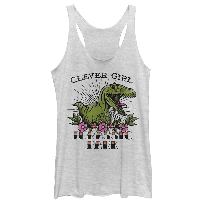 fifth sun Women's Jurassic Park Clever Girl Tattoo Racerback Tank Top