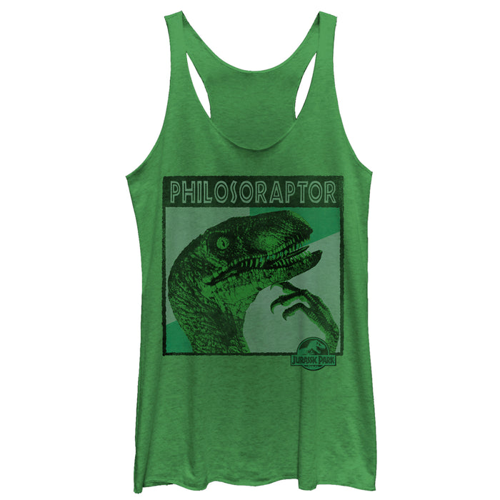 fifth sun Women's Jurassic Park Deep Thinker Philosoraptor Racerback Tank Top