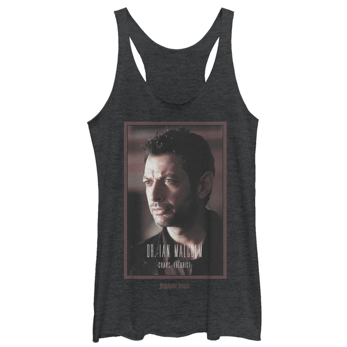 fifth sun Women's Jurassic Park Dr. Malcolm Chaos Theorist Racerback Tank Top