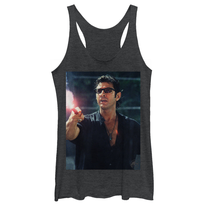fifth sun Women's Jurassic Park Dr. Malcolm Flare Distraction Racerback Tank Top