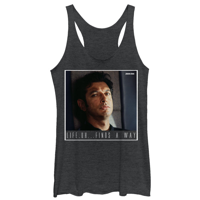 fifth sun Women's Jurassic Park Dr. Malcolm Life Uh Finds Way Racerback Tank Top