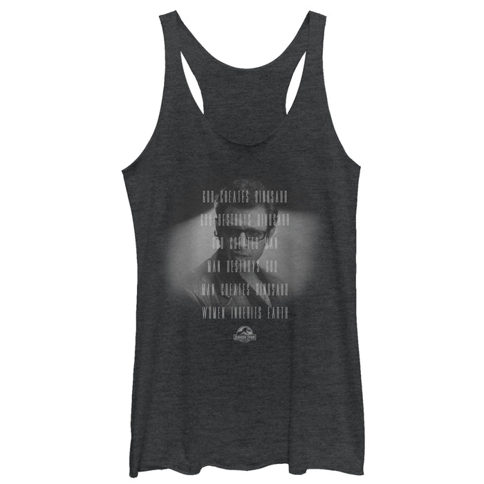 fifth sun Women's Jurassic Park Dr. Malcolm Man Creates Dinosaur Racerback Tank Top