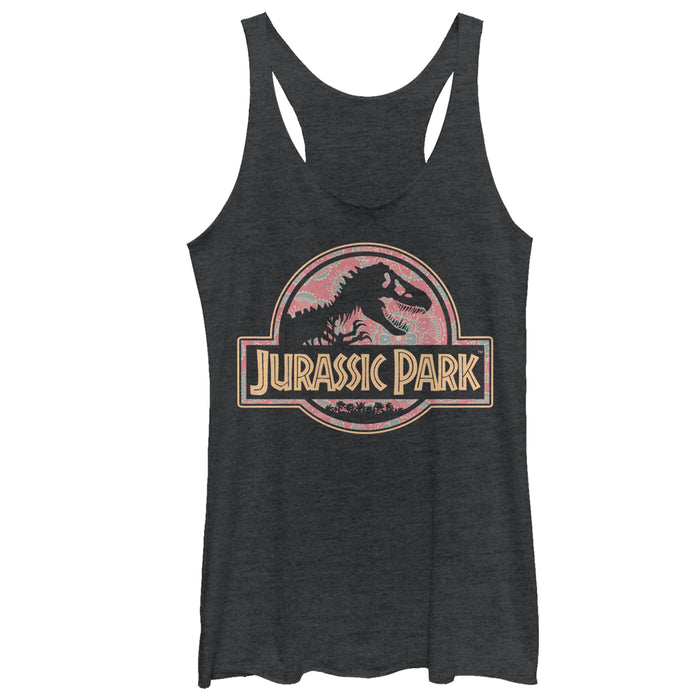 fifth sun Women's Jurassic Park Logo Henna Print Racerback Tank Top