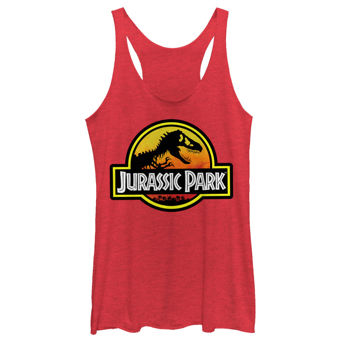 fifth sun Women's Jurassic Park Logo Outlined Racerback Tank Top