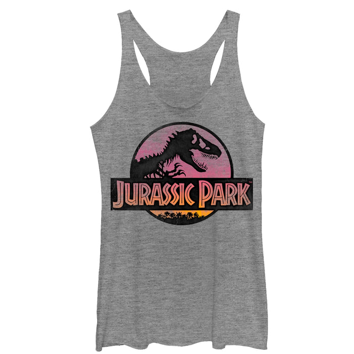 fifth sun Women's Jurassic Park Logo Sunset Racerback Tank Top