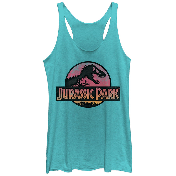 fifth sun Women's Jurassic Park Logo Watercolor Print Racerback Tank Top
