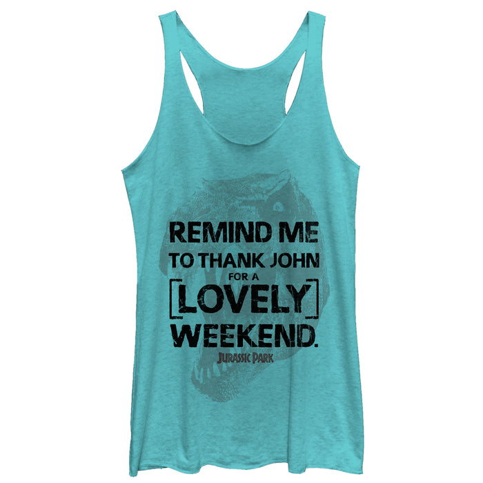 fifth sun Women's Jurassic Park Lovely Weekend Racerback Tank Top