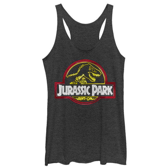 fifth sun Women's Jurassic Park Neon T Rex Logo Racerback Tank Top