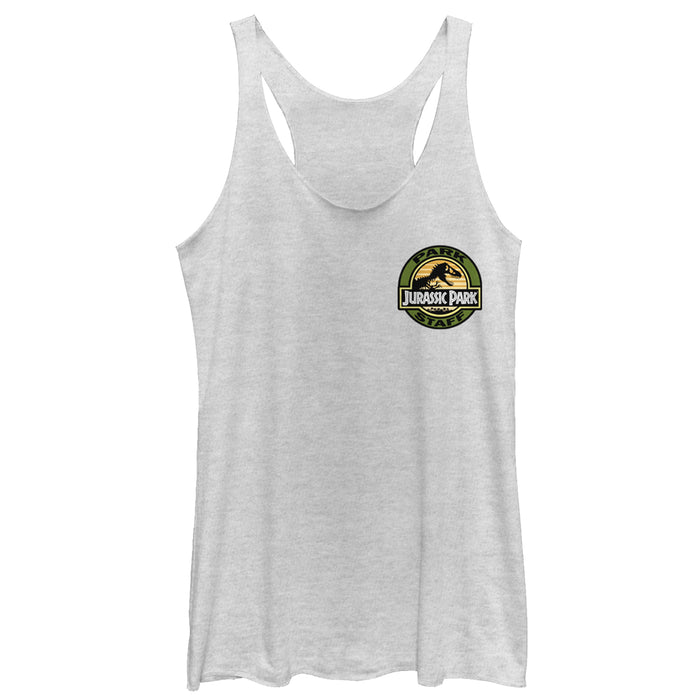 fifth sun Women's Jurassic Park Park Staff Patch Racerback Tank Top