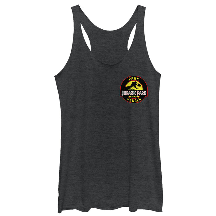fifth sun Women's Jurassic Park Ranger Logo Badge Racerback Tank Top