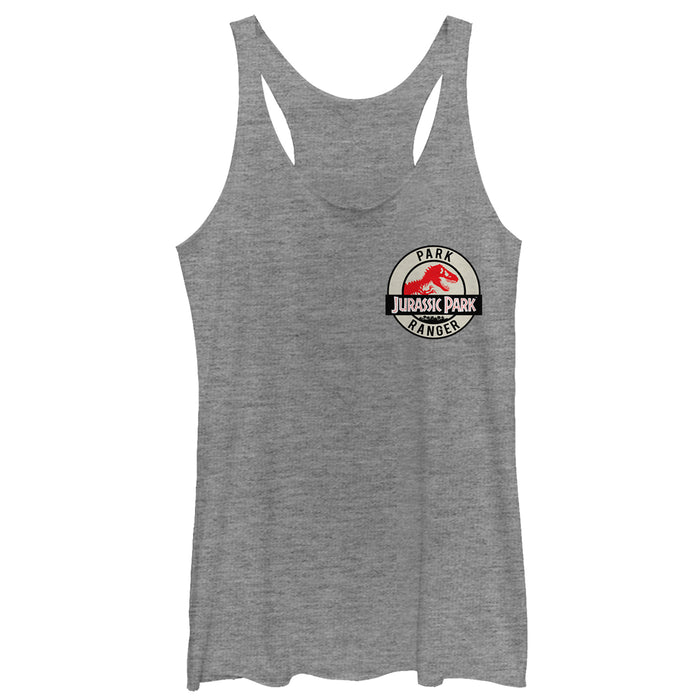 fifth sun Women's Jurassic Park Ranger Logo Badge Racerback Tank Top