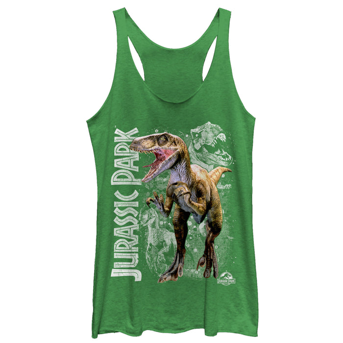 fifth sun Women's Jurassic Park Raptor Dino Shadows Racerback Tank Top