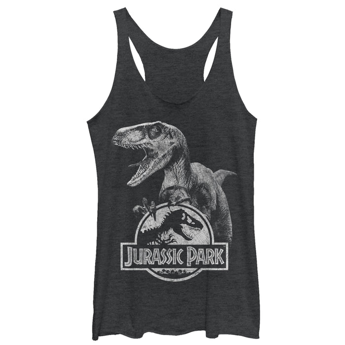 fifth sun Women's Jurassic Park Raptor Logo Racerback Tank Top