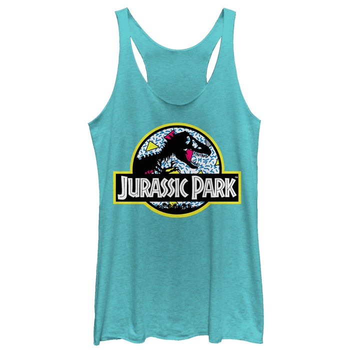 fifth sun Women's Jurassic Park Retro Party Logo Racerback Tank Top