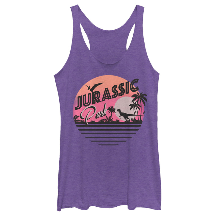 fifth sun Women's Jurassic Park Retro Postcard Racerback Tank Top