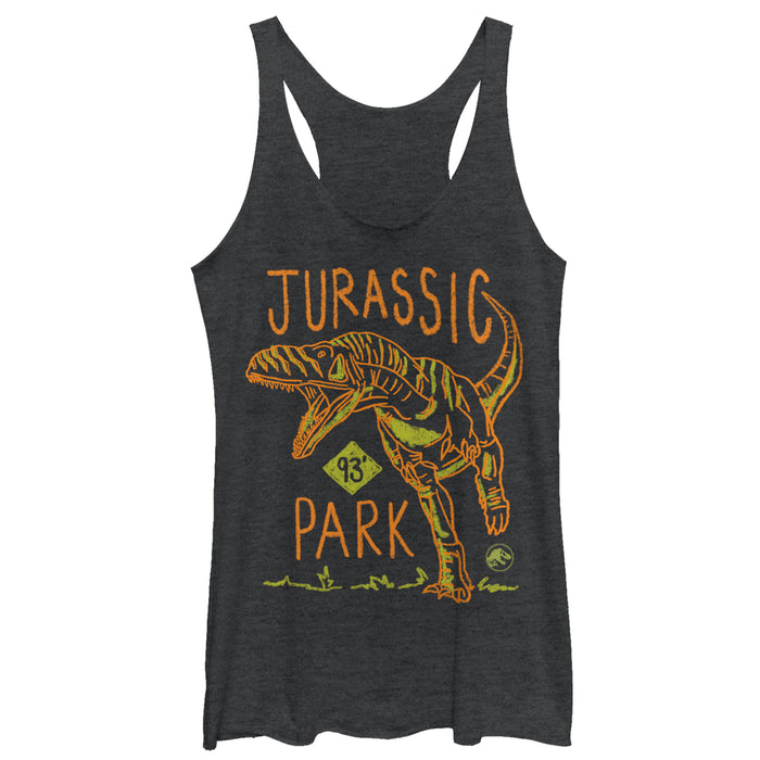 fifth sun Women's Jurassic Park T. Rex Crayon Print Racerback Tank Top