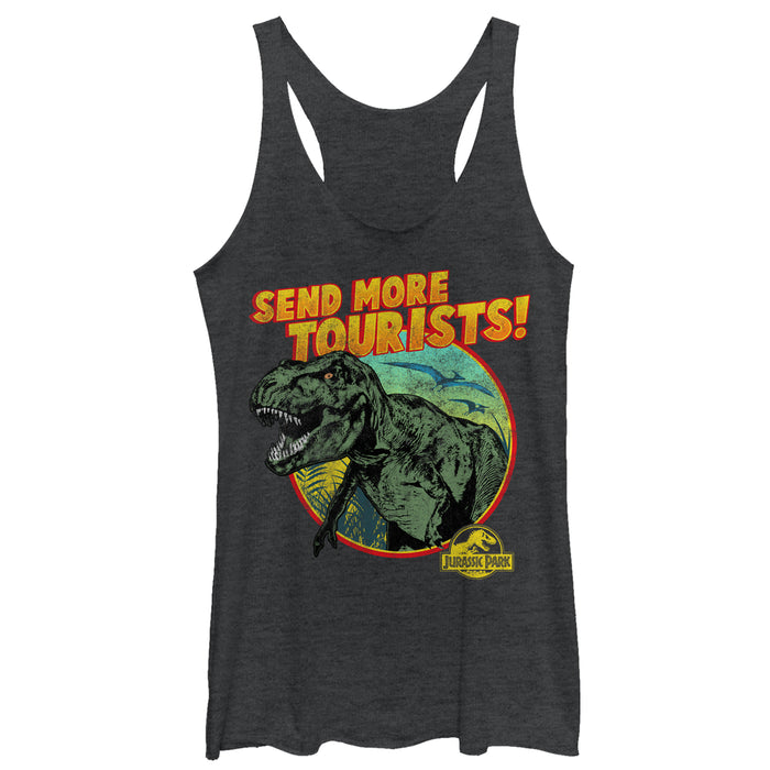 fifth sun Women's Jurassic Park Vintage Send More Tourists Racerback Tank Top