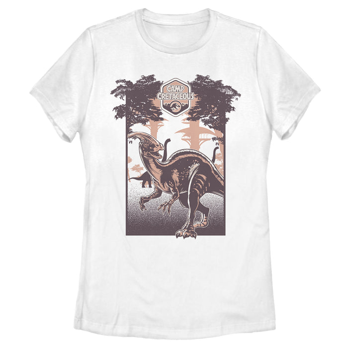fifth sun Women's Jurassic World: Camp Cretaceous Dinosaur Travel Poster T-Shirt