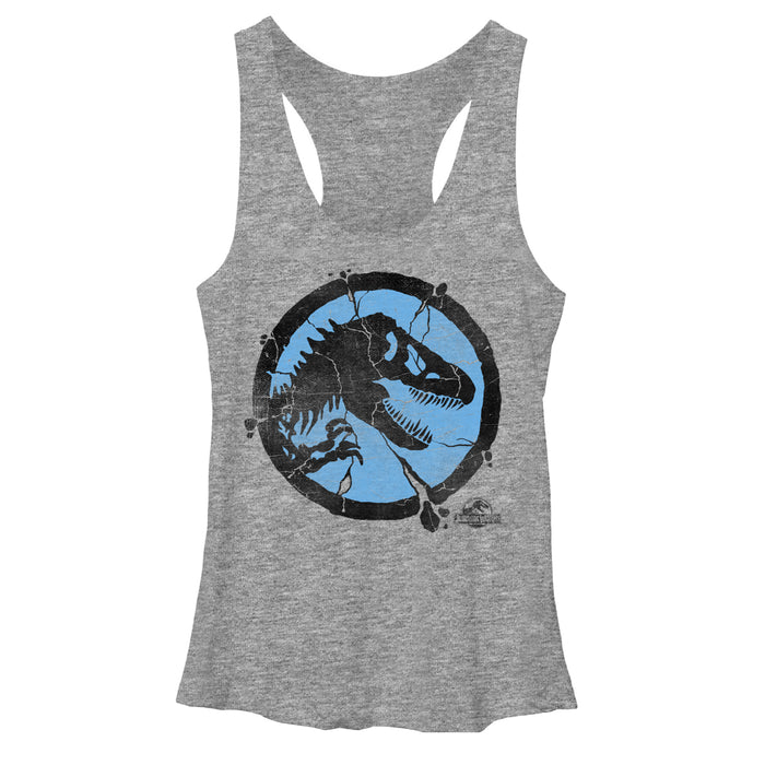 fifth sun Women's Jurassic World Cracked T. Rex Logo Racerback Tank Top