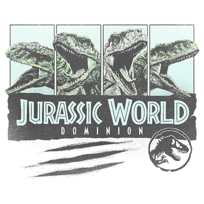 Fifth Sun Women's Jurassic World: Dominion Velociraptor Vintage Panel Scratch T-Shirt