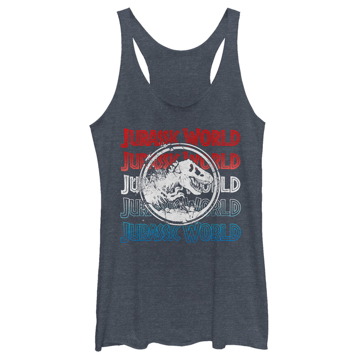 fifth sun Women's Jurassic World: Fallen Kingdom 4th of July Logo Racerback Tank Top