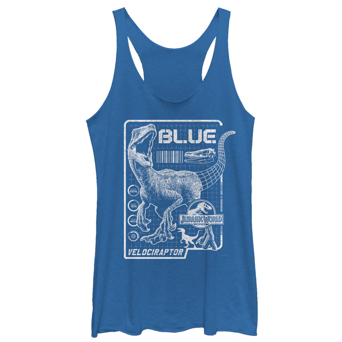 fifth sun Women's Jurassic World: Fallen Kingdom Blue Details Racerback Tank Top