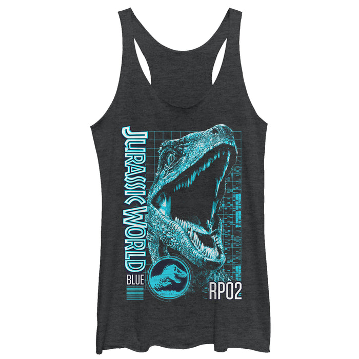fifth sun Women's Jurassic World: Fallen Kingdom Blue Portrait Racerback Tank Top