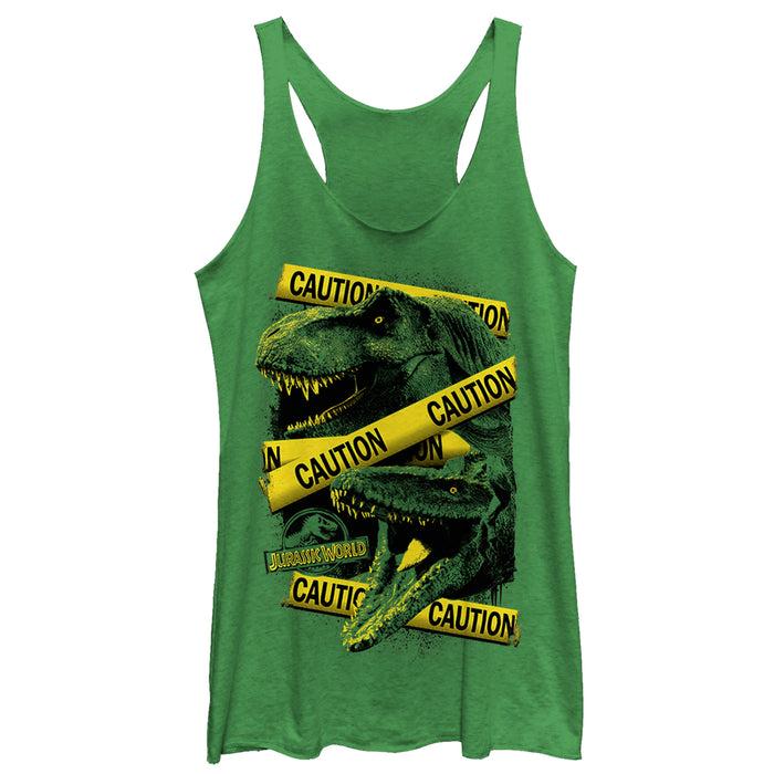fifth sun Women's Jurassic World: Fallen Kingdom Caution Tape Racerback Tank Top