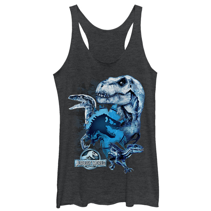 fifth sun Women's Jurassic World: Fallen Kingdom Dinosaur Frost Racerback Tank Top