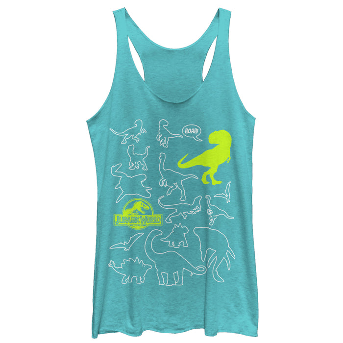fifth sun Women's Jurassic World: Fallen Kingdom Dinosaur Outline Racerback Tank Top