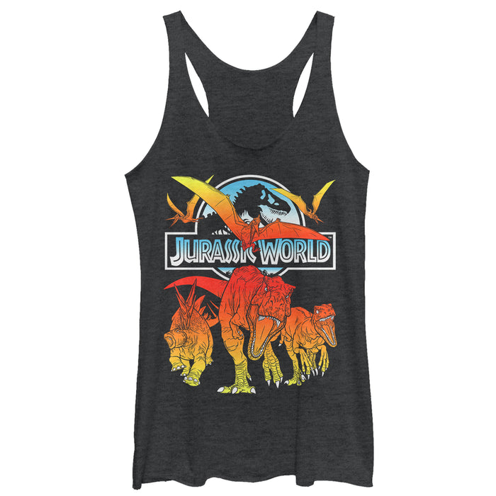 fifth sun Women's Jurassic World: Fallen Kingdom Fire Dinosaurs Racerback Tank Top