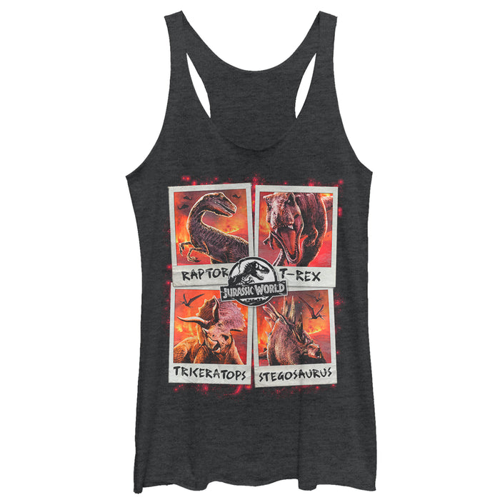 fifth sun Women's Jurassic World: Fallen Kingdom Fire Polaroid Racerback Tank Top