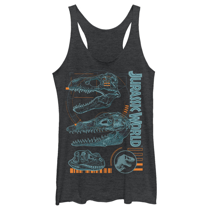 fifth sun Women's Jurassic World: Fallen Kingdom Fossil Skulls Racerback Tank Top