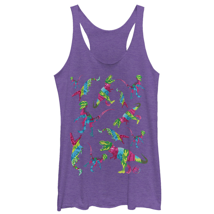 fifth sun Women's Jurassic World: Fallen Kingdom Rainbow Dinosaurs Racerback Tank Top