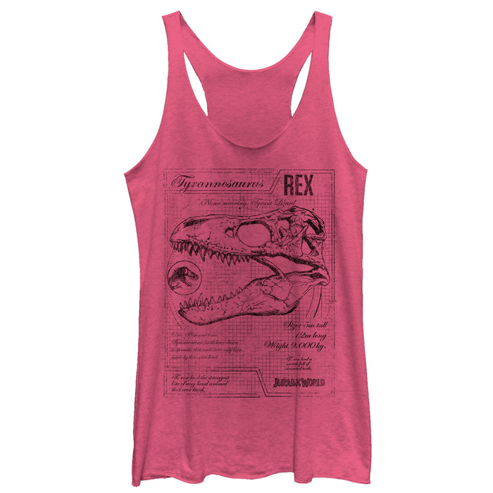 fifth sun Women's Jurassic World: Fallen Kingdom T. Rex Schematics Racerback Tank Top