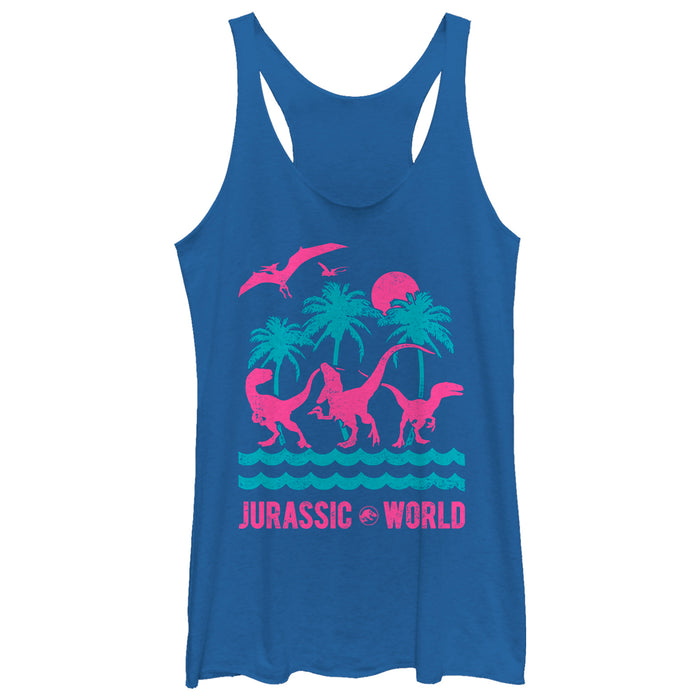 fifth sun Women's Jurassic World: Fallen Kingdom Tropical Dino Racerback Tank Top