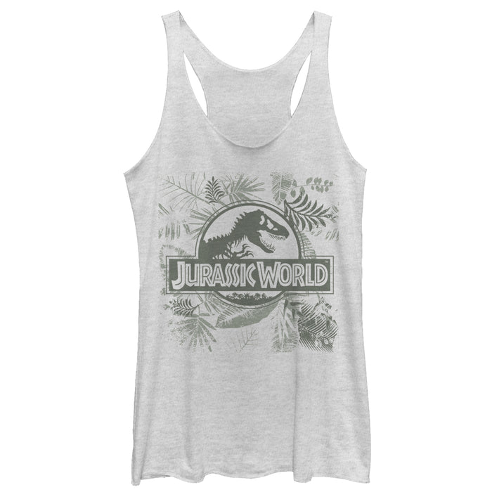 fifth sun Women's Jurassic World Fern Leaf Logo Racerback Tank Top