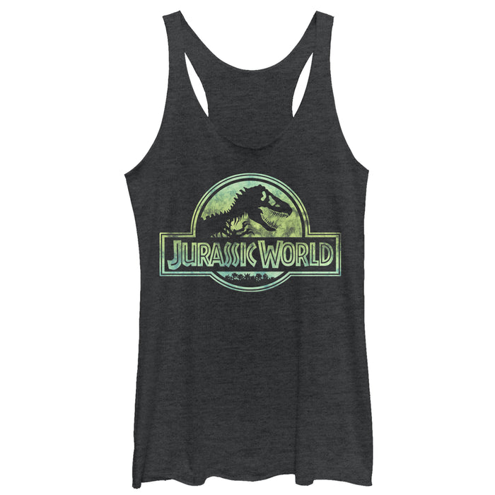 fifth sun Women's Jurassic World Logo Tie Dye Print Racerback Tank Top