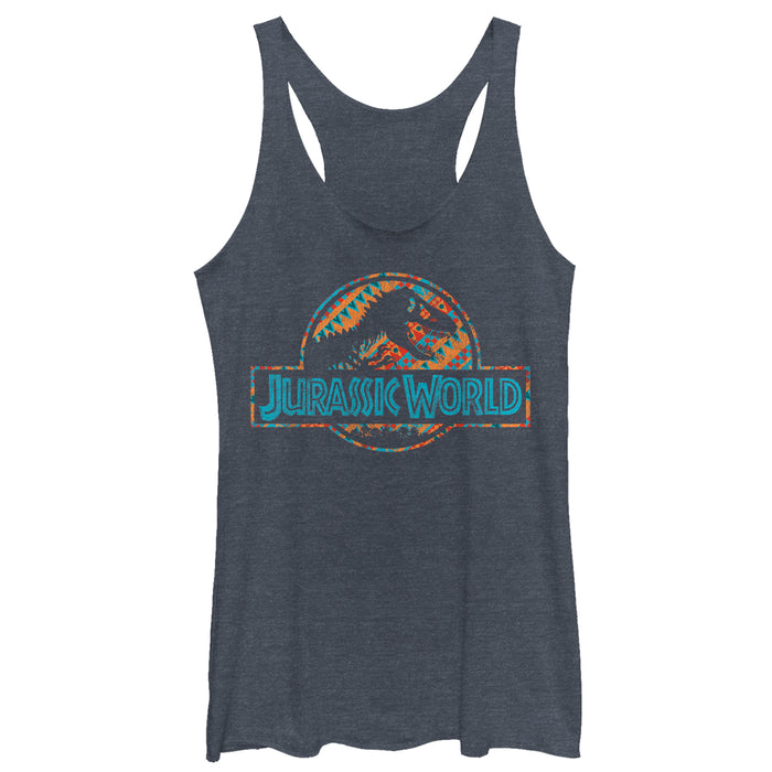 fifth sun Women's Jurassic World Quilt Pattern Logo Racerback Tank Top