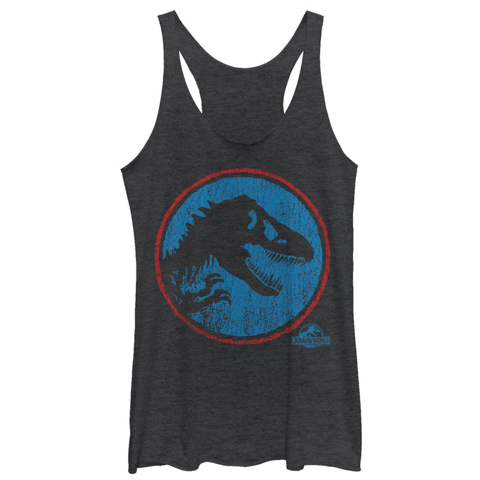 fifth sun Women's Jurassic World Retro T. Rex Circle Racerback Tank Top