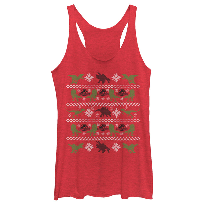 fifth sun Women's Jurassic World Ugly Christmas Velociraptor Racerback Tank Top