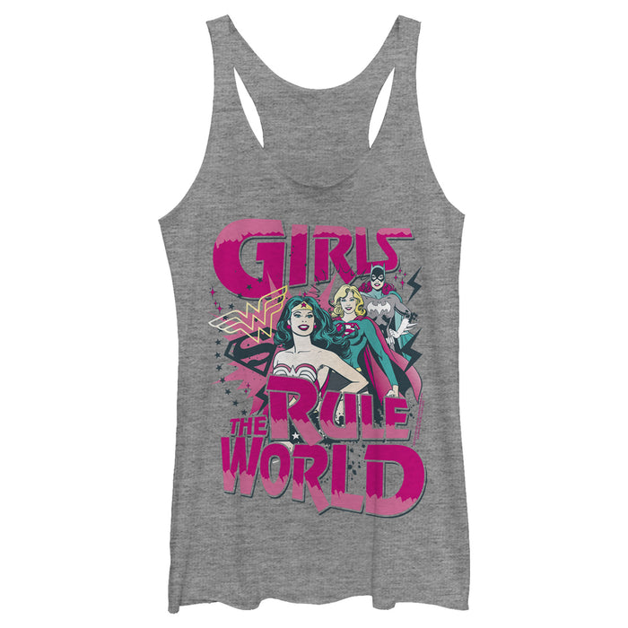 fifth sun Women's Justice League Girls Rule The World Racerback Tank Top