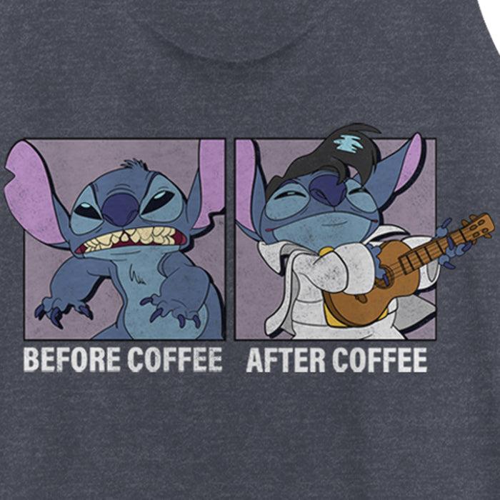 Fifth Sun Women's Lilo & Stitch Before Coffee After Coffee Meme Racerback Tank Top