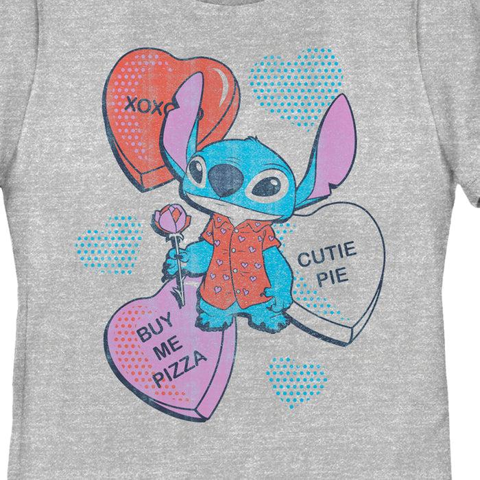 Fifth Sun Women's Lilo & Stitch Hearts And Pizza T-Shirt