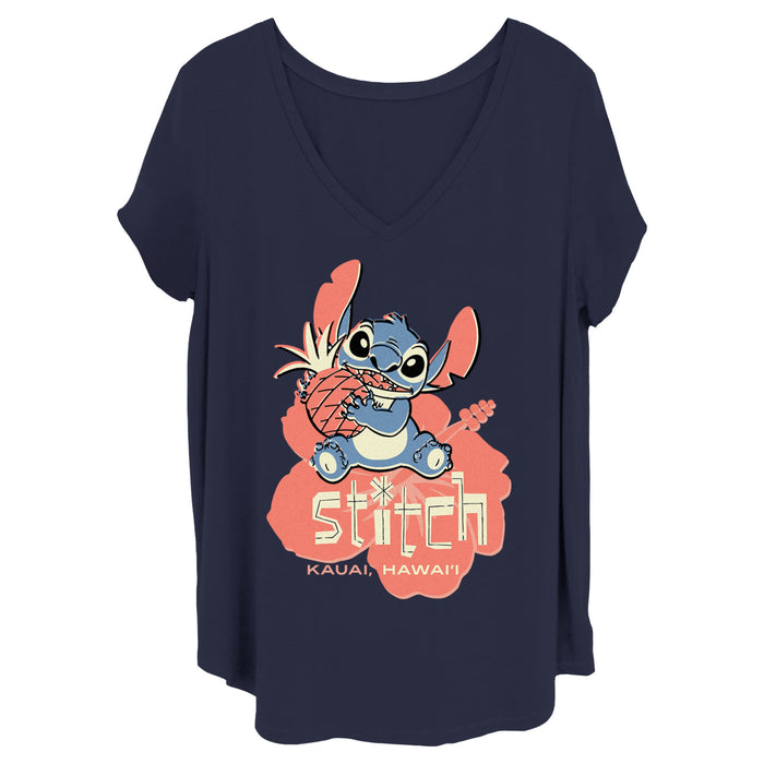 fifth sun Women's Lilo & Stitch Kauai Pineapple Stitch T-Shirt