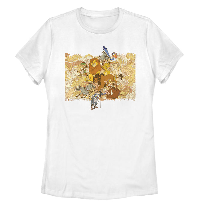 fifth sun Women's Lion King Characters Hidden in the Palms T-Shirt