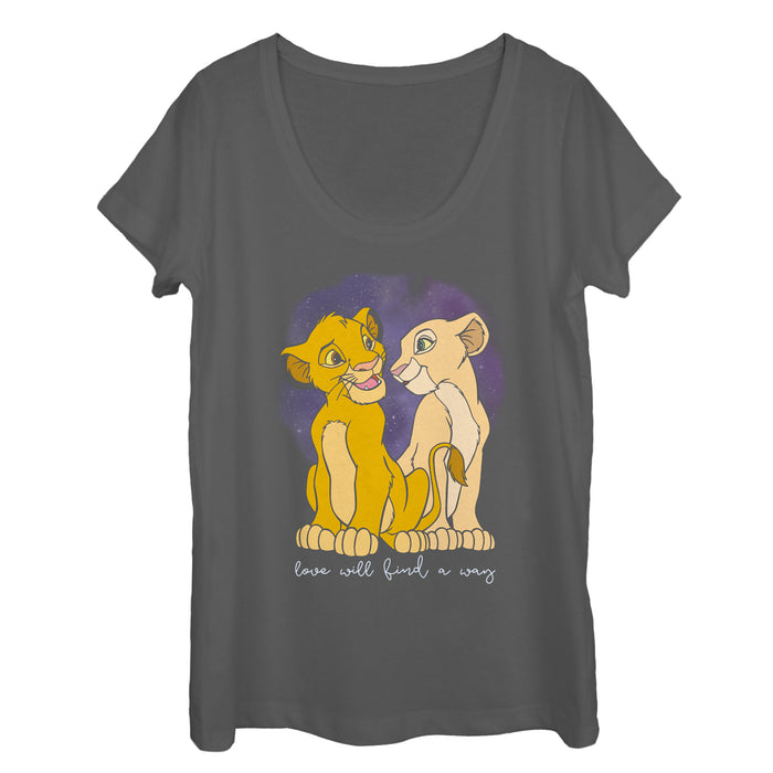fifth sun Women's Lion King Cub Love Finds A Way Scoop Neck