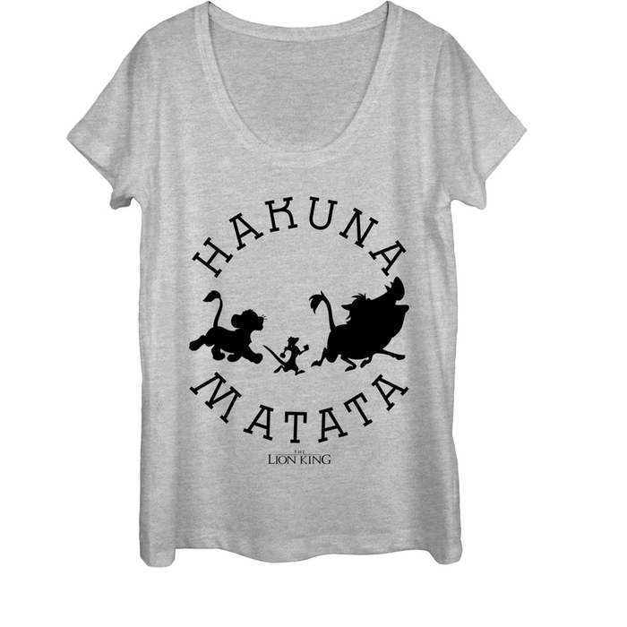 fifth sun Women's Lion King Hakuna Matata Means No Worries Scoop Neck