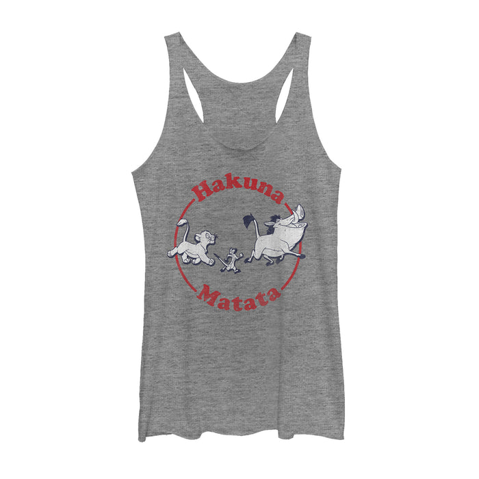 fifth sun Women's Lion King Hakuna Matata Trio Racerback Tank Top