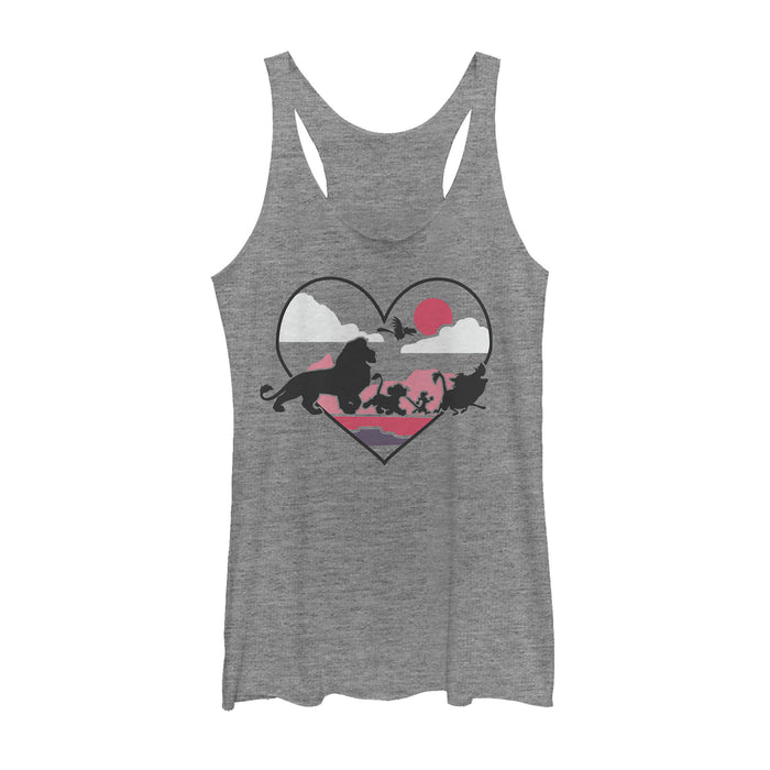 fifth sun Women's Lion King Heart Silhouettes Racerback Tank Top